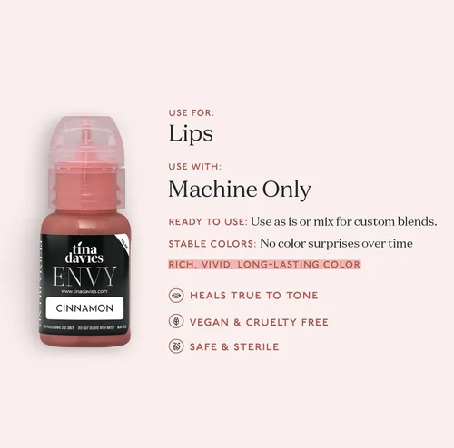 Miniatura 5 de Pigmentos profesionales para labios de Tina Davies Envy & Lust - Maquillaje labial permanente - Colores que cicatrizan fieles al tono - Alta Canela
