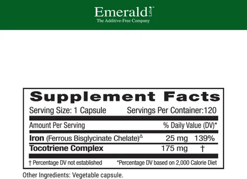 Miniatura 2 de Emerald Labs Gentle Iron 25mg - Quelato de bisglicinato ferroso - Suplemento de hierro quelado que apoya la energía, la salud ocular, inmune
