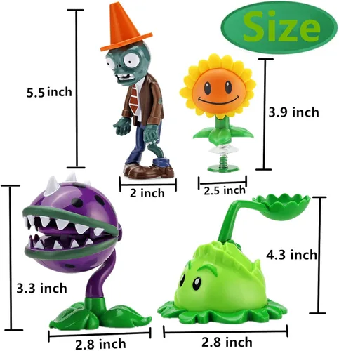 Miniatura 2 de JHESAO Juego de 4 juguetes de plantas y zombis, figuras de acción Zombies PVZ, serie 1, 2, grandes regalos para niños y fanáticos, cumpleaños