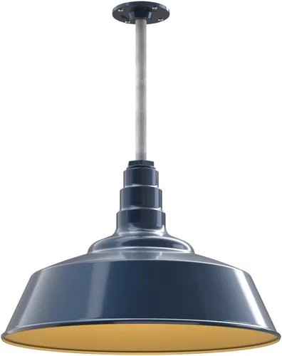 Miniatura 32 de Steel Lighting Co. Manhattan Warehouse Light Lámpara colgante montada en el techo Cúpula de 20 pulgadas Montaje al ras Luz de granero