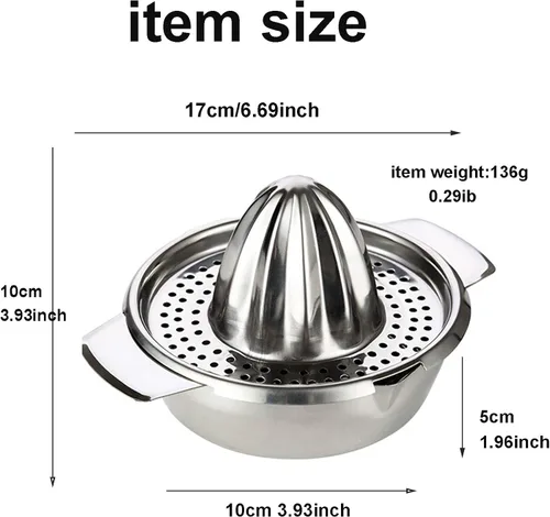 Miniatura 6 de Exprimidor de limón de acero inoxidable Exprimidor de cítricos Prensa de mano Herramienta de exprimir jugo de naranja con recipiente