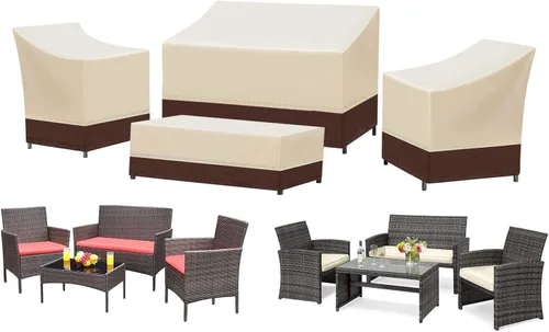 Miniatura 8 de SIRUITON Funda impermeable para muebles de exterior, 4 piezas, fundas para muebles de patio, fundas para muebles de patio, 210D, tela resistente