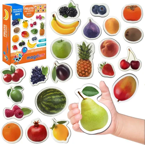 FOTO FRUTAS Y BAYAS - imanes para la cocina - imanes grandes reales para nevera para niños pequeños - juguetes magnéticos educativos para bebés de 3