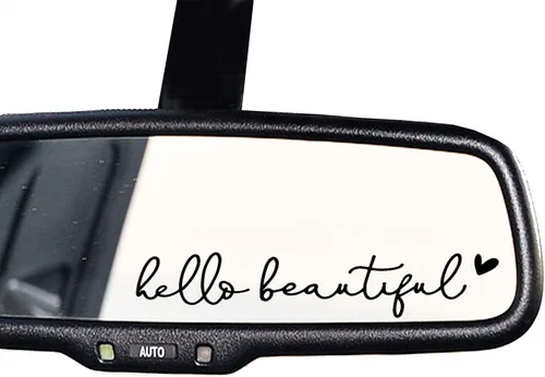 Miniatura 28 de 2 calcomanías de vinilo con el texto “Hello Gorgeous” para espejo retrovisor, amor propio, cuidado personal, para la ventana del auto y laptop