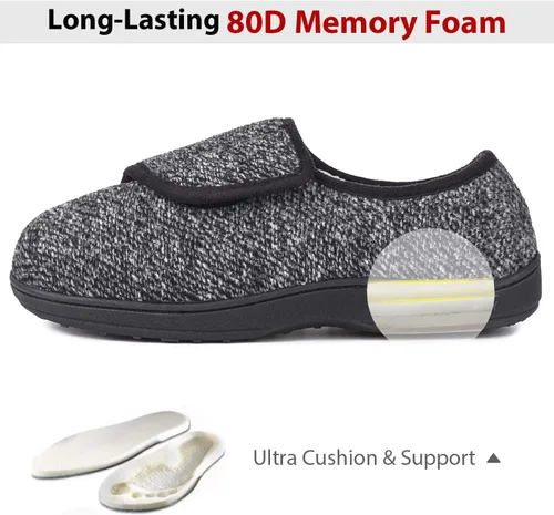 Miniatura 4 de LongBay Pantuflas de casa para diabéticos para hombre, de espuma viscoelástica, cómodas, extra anchas y antideslizantes