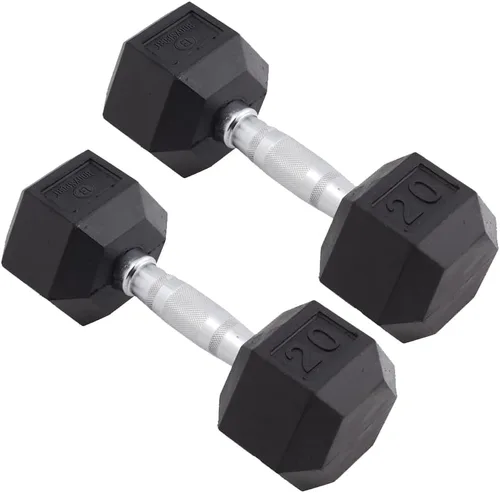 Body Sport Mancuernas hexagonales con revestimiento de goma, par de mancuernas para ejercicios, equipo de entrenamiento de fuerza, accesorios de