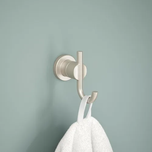 Miniatura 2 de Delta Nicoli (1 unidad) Ganchos para toallas SpotShield níquel cepillado doble ganchos de baño montaje en pared para batas y toallas, soporte