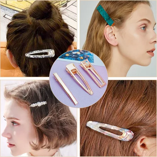 Miniatura 5 de MOUGIGI 120 pinzas para el cabello de metal dorado, pinzas de cocodrilo suaves para el cabello, diseño de pico de pato para una sujeción segura