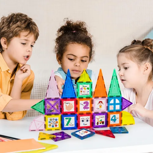 Miniatura 2 de PicassoTiles Bloques de construcción magnéticos con azulejos y click-in, artes gráficas educativas, juego de construcción de imán, juego