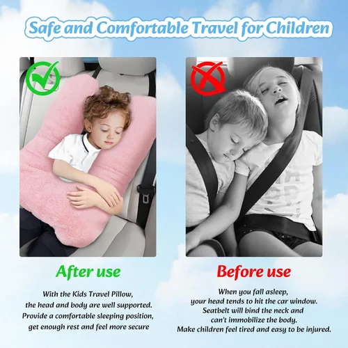 Miniatura 3 de Almohada de viaje, almohada de automóvil para niños y adultos, almohadas de viaje ergonómicas para ayudar a dormir para soporte de cuello y cuerpo