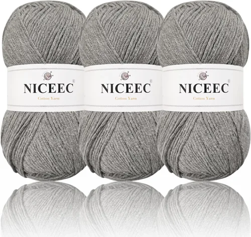 Miniatura 14 de NICEEC Hilo de algodón suave de 3 madejas, 5 capas, mezcla de algodón, suave y resistente, hilo para ganchillo y tejido, manualidades de bricolaje