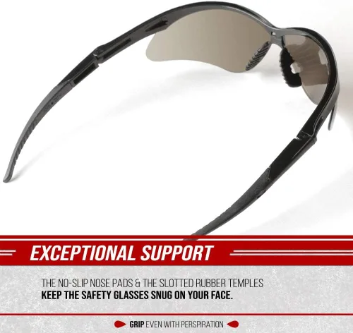 Miniatura 5 de Glove Station Optic Max Safety Glasses for Men & Women, Scratch-Resistant Eye Protection for, Hunting & Construction Plateado (Silver Mirrored)