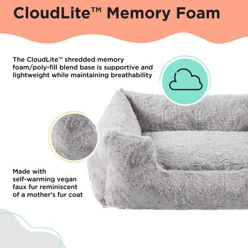 Miniatura 3 de Best Friends by Sheri Lux Lounge Bed - Cama calmante de piel sintética para perro, gris, mediano, 30 x 20 pulgadas