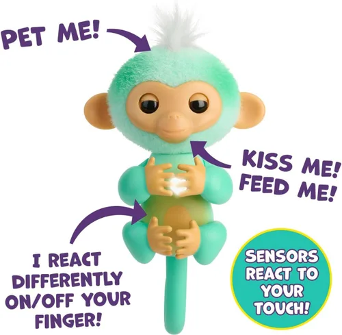 Miniatura 4 de Fingerlings 2023 NUEVO mono bebé interactivo reacciona al tacto – más de 70 sonidos y reacciones – Ava (Cian)