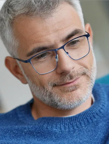Miniatura 4 de MODFANS Gafas de lectura para hombre, lentes de bloqueo de luz azul, lectores cuadrados de metal, material de acero inoxidable, antifatiga