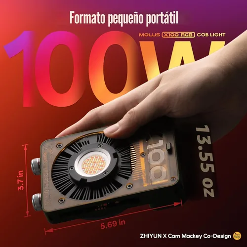 Miniatura 3 de ZHIYUN MOLUS X100 RGB PRO 100W Luz de Vídeo [Oficial] V2 Versión Mejorada Iluminación Profesional para Fotografía Portátil Salida Continua