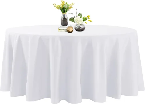 Miniatura 65 de Mantel de poliéster lavable de 90 pulgadas, resistente a las manchas y a las arrugas, mantel decorativo para mesa de comedor, fiestas de bufé y Negro