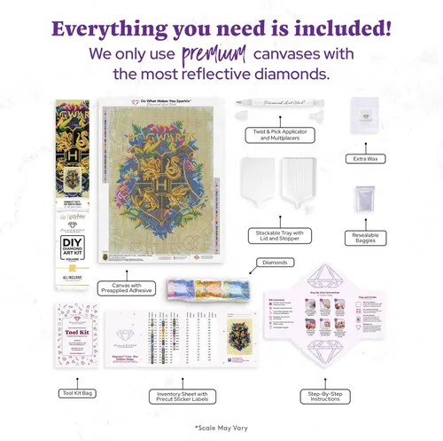 Miniatura 3 de DIAMOND ART CLUB Hogwarts Crest - Kit de pintura de diamantes Fine Oddities, divertidas manualidades para adultos, lienzo cuadrado de diamante, 17 x