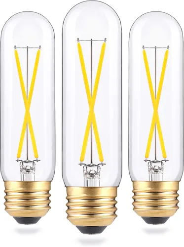 Miniatura 9 de Bombillas LED tubulares regulables de 2 W, blanco cálido de 2700 K, bombilla de filamento estilo Edison, bombilla vintage T10 equivalente a 25 W