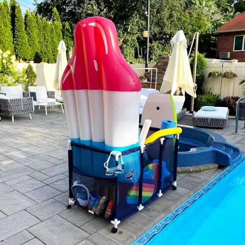 Miniatura 6 de Soporte para fideos de piscina, juguetes, pelotas y flotadores, organizador de almacenamiento de malla, altura para niños, grande