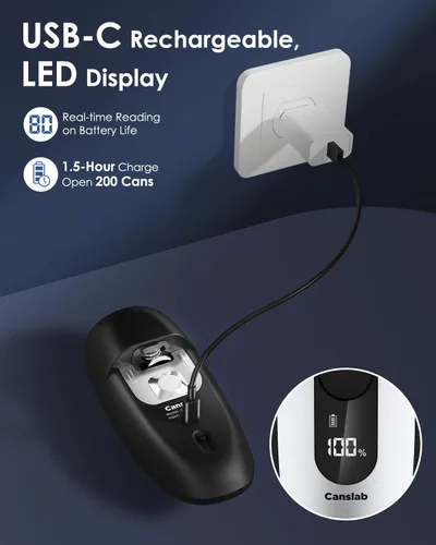 Miniatura 4 de Canslab Abrelatas eléctrico recargable IRON: fácil almacenamiento de montaje en pared, parada automática inteligente y pista de batería LED