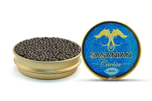 Miniatura 2 de Caja de regalo de Osetra importada real de 1 oz + cuchara de nácar y Blini