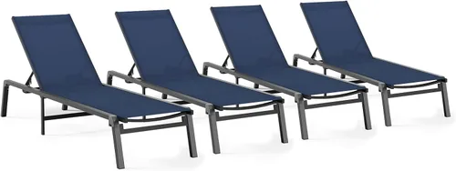 Miniatura 24 de Tumbona de Aluminio para Exteriores - Silla de Descanso Plegable y de Montaje Libre para Exteriores con 5 Respaldos Ajustables, Silla de Patio