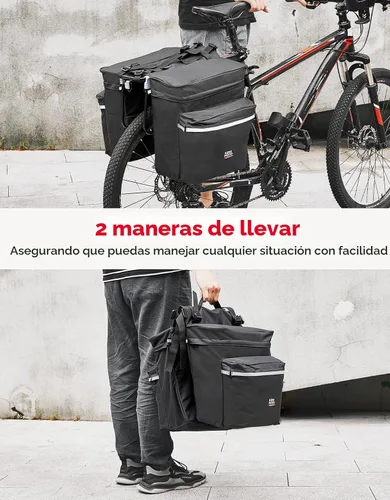 Miniatura 7 de KEMIMOTO - Bolsa para bicicleta alforja con cubierta anti-lluvia, bolsa de sillín de bicicleta impermeable de 34L para almacenamiento de bolsas