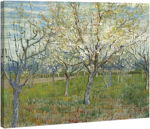 Miniatura 8 de Wieco Art Huerto con árboles de albaricoque en flor, impresión en lienzo, arte clásico de paisaje floral de Van Gogh, arte de pared moderno y famoso