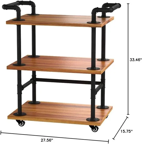 Miniatura 10 de Carritos industriales para barra de tubería/carritos de servir/carros de cocina/carritos de estante de vino con ruedas con estantes - Carros