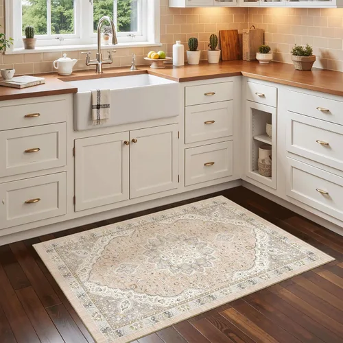 Miniatura 575 de Madane Tapete lavable de 2 x 10 pies para pasillo, cocina, recibidor, clásico, suave, antideslizante para interiores, casa de campo, baño, sala