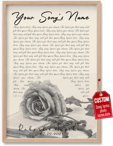 Miniatura 30 de H-DEWALL Póster personalizado de letras de canciones, regalo de boda único para parejas, personaliza con tus propias fotos, nombres y fecha, sin