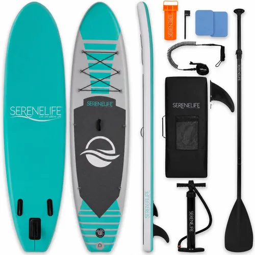 Miniatura 10 de SereneLife Tabla de remo inflable de 10 pies 6 pulgadas con accesorios de SUP de alta calidad, diseño estable de 32 pulgadas de ancho
