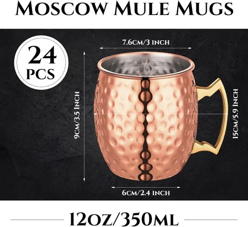 Miniatura 2 de Didaey Juego de 24 tazas para cóctel Moscow Mule, juego de tazas de cobre a granel, tazas de acero inoxidable para cóctel Moscow Mule resistentes al
