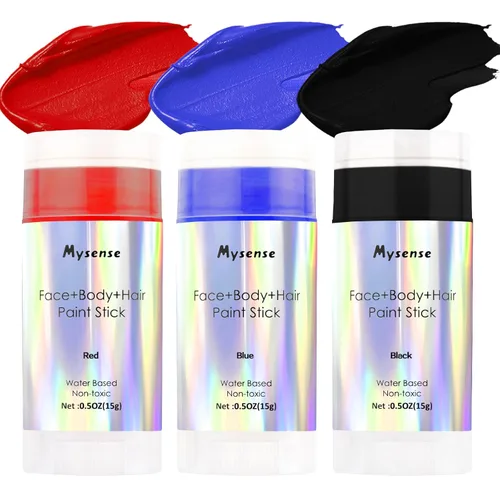 Miniatura 8 de Mysense Pintura en barra para el cabello facial y corporal morado pastel, a base de agua, lavable y temporal, pintura corporal crema no tóxica