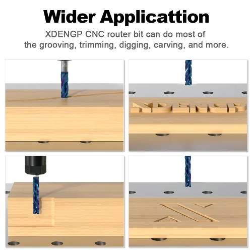 Miniatura 5 de Broca de enrutador espiral de compresión con corte ascendente y descendente de 3 flautas para CNC, diámetro de corte de 1/4 pulgadas, longitud