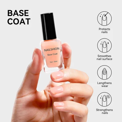 Miniatura 2 de Capa Base Superior, Capa Base Rellenadora de Crestas Melocotón Nude Esmalte de Uñas Transparente, Enriquecido con VE Calcio Fortalecedor, Secado