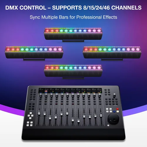 Miniatura 4 de Barra de luz LED para lavado de escenario, paquete de 2: mezcla de colores RGBW de 60 W - Tiras RGB de doble cara - DMX y activado por sonido