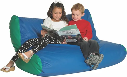 Miniatura 3 de Children's Factory School Age Tumbona con respaldo alto - Muebles de aula azul y verde (CF610-068), asiento individual/4 años +