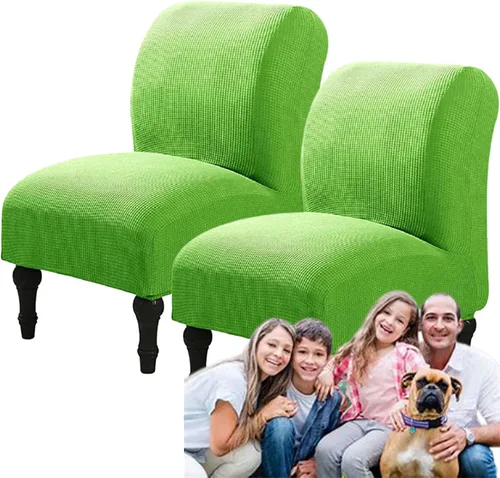 Miniatura 32 de Fundas elásticas para silla sin brazos, extraíbles y lavables, de elastano jacquard sin reposabrazos, protector de muebles para sala de estar, Verde