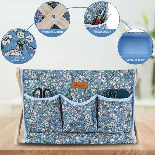 Miniatura 6 de Yarn Caddy - Organizador de almacenamiento de hilo de gran tamaño para madejas de hilo, organizador para ganchillos, agujas de tejer, otros azul1