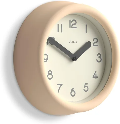 JONES CLOCKS® Reloj de pared Fuze | Reloj redondo pequeño | Beige | Diseño moderno juguetón con presencia escultórica suave | Ideal para cocinas,