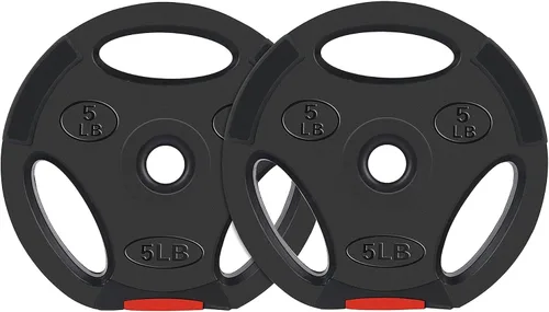 Signature Fitness Vinyl Standard Plate Weight Plate for Strength Training and Weightlifting, Multiple Sizes