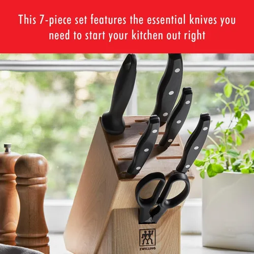 Miniatura 3 de ZWILLING Twin Signature - Juego de cuchillos alemanes de 7 piezas con bloque, afilados, producidos en fábrica propia, acero de fórmula especial
