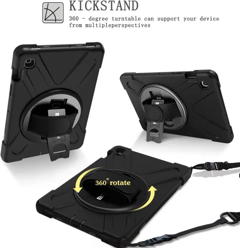 Miniatura 4 de BRAECN Funda para Samsung Galaxy Tab S5e de 10.5 pulgadas 2019, resistente a prueba de golpes con soporte giratorio 360/correa de mano y correa