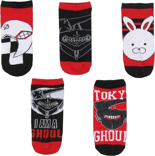 Bioworld Tokyo Ghoul Socks - Calcetines tobilleros para adultos, 5 pares de máscaras de anime que no se ven, Varios colores
