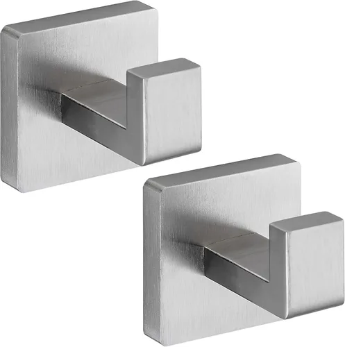 Miniatura 9 de Ganchos de toalla negros mate para baños, gancho moderno de acero inoxidable resistente montado en la pared, paquete de 4, ideal para colgar Negro