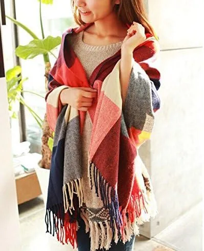 Miniatura 5 de Wander Agio bufanda larga y a la moda para mujer, diseño a cuadros, cálida, chal para invierno