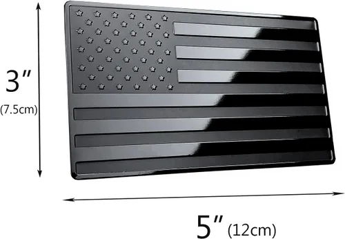 Miniatura 3 de MULL Emblema de metal de bandera estadounidense para automóviles, camiones, juego de 2 piezas hacia adelante y atrás (5 x 3 pulgadas, negro)