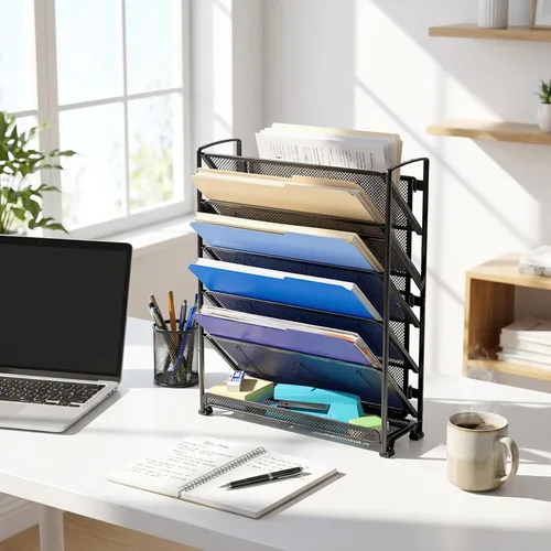 Miniatura 7 de Simple Houseware Organizador de documentos y cartas para montar en pared, de 6 niveles, negro